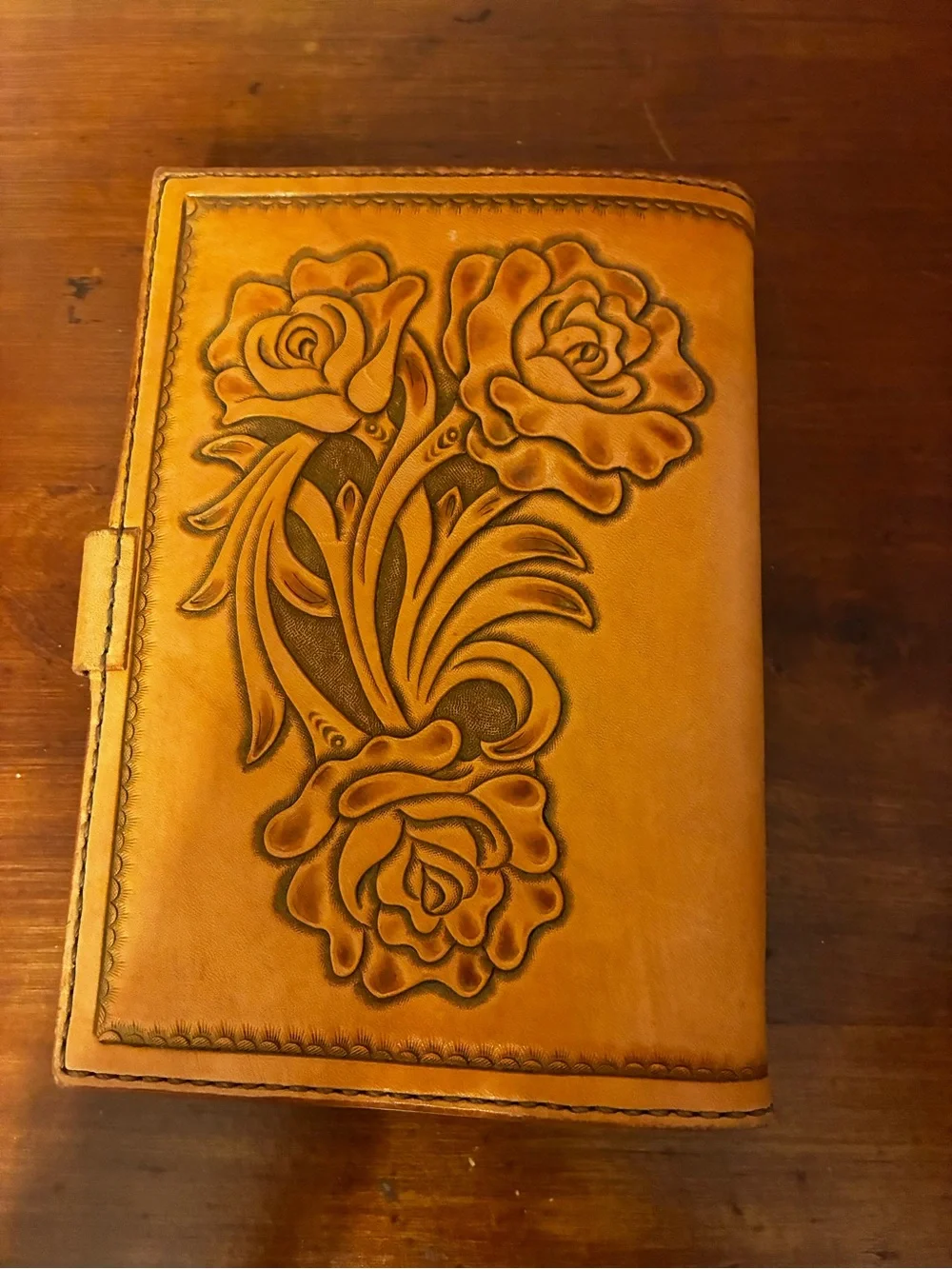 Tooled Leather Floral 6 Ring Binder
